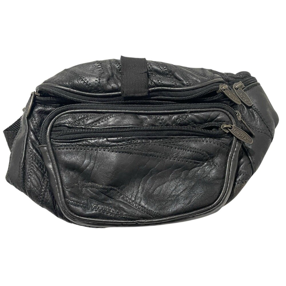 Tinder Leather Patchwork Black Large Bum Bag Hip … - image 1